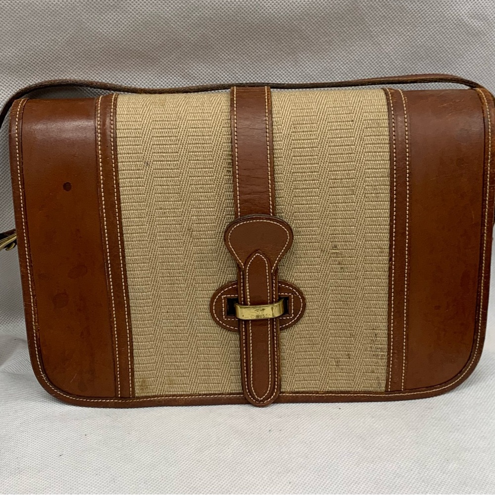 Dooney & Bourke Vintage Bridle Leather & Wool Green Label Bag